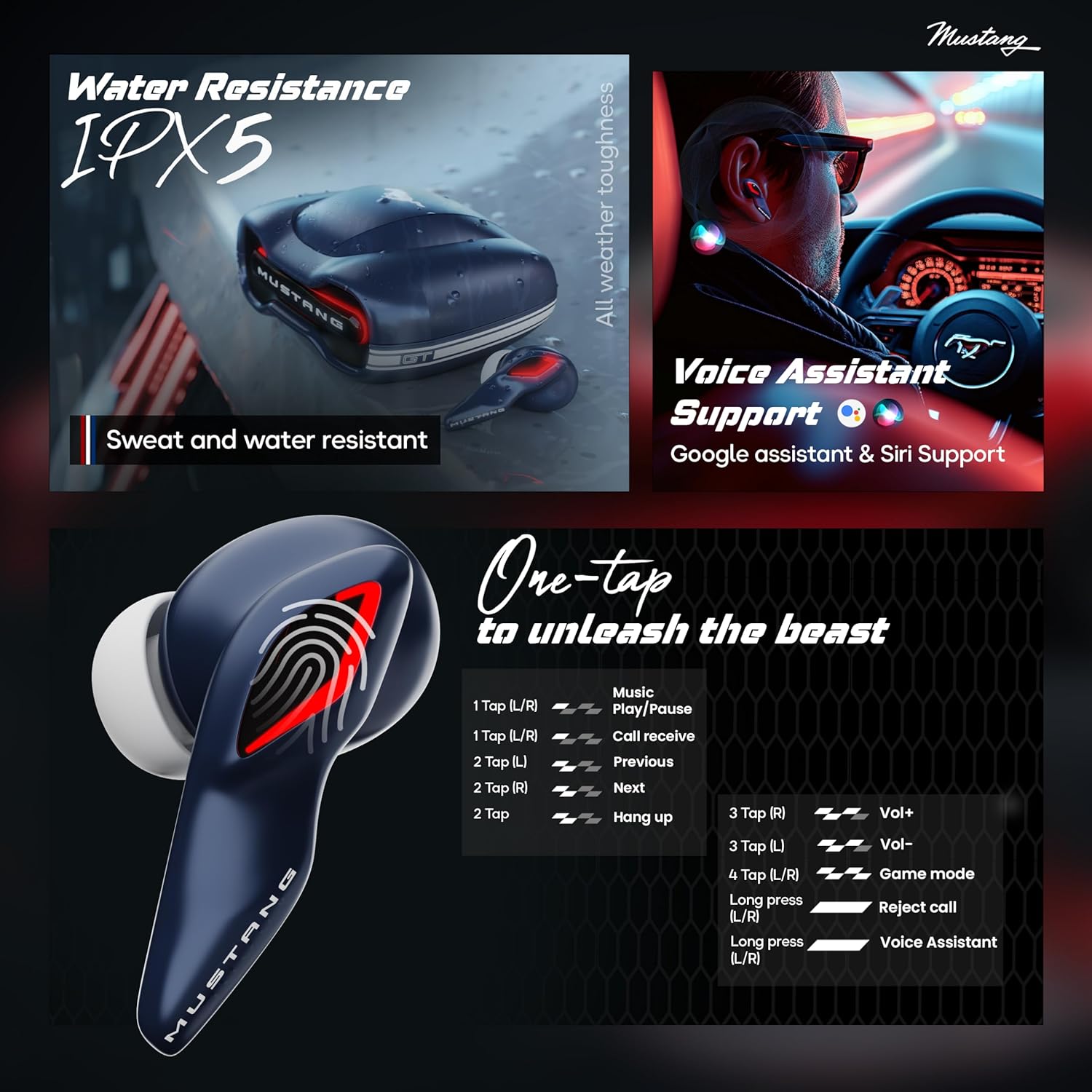 boult Mustang Torq Wireless in Ear Earbuds with 60H Playtime, App Support, Quad Mic ENC, 45ms Low Latency - 3