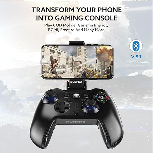 EvoFox Go Smartphone Bluetooth Gamepad for iPhones, iPads & Android | 2 Macro Back Buttons, Dual Vibration Motors, Turbo Mode - 1