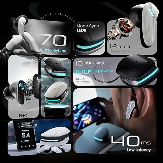 Boult Astra Neo 70Hrs Playtime, 4 Mic ENC, BT 5.4, 40ms Low Latency, Comfort Grip case Bluetooth Headset - 1