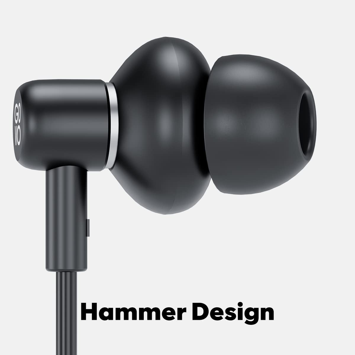 GOVO GOBASS 610 in Ear Wired Earphones with Mic for Calls, 12mm Dynamic Driver, Noise Cancellation, 3.5mm Jack (Platinum Black) Total - 2