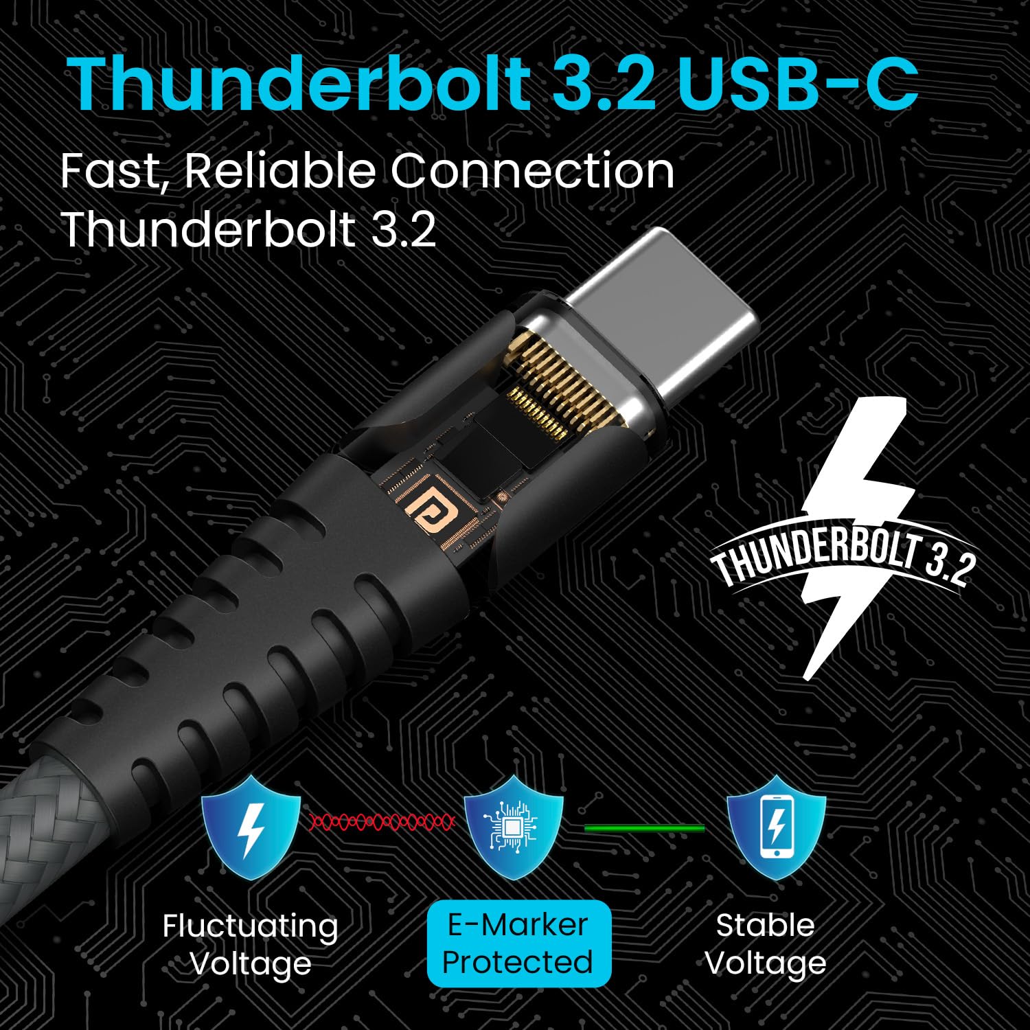 portronics FlashC 100W Type C to Type C Cable With 20Gbps Data Transfer Speed, Thunderbolt 3.2 - 1