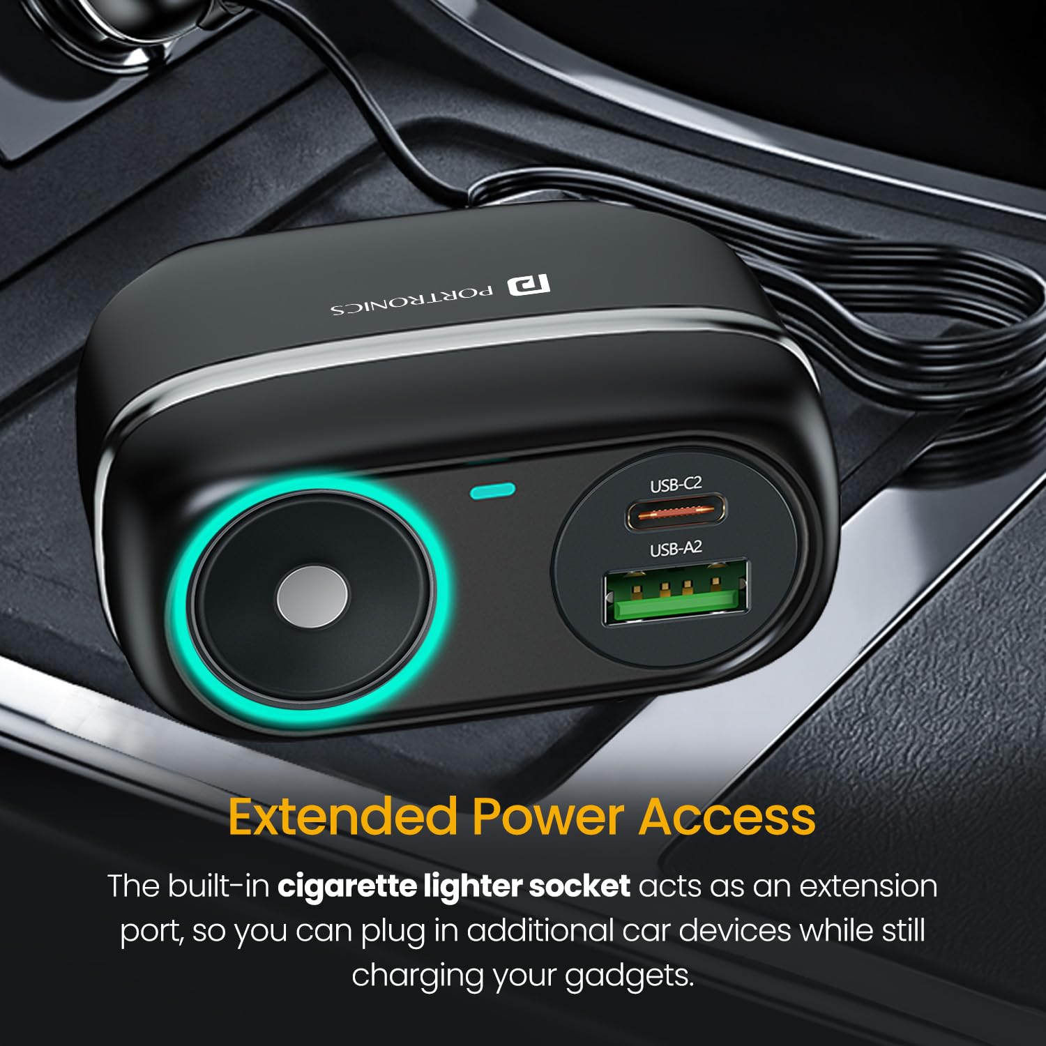 Portronics Car Power Trail 111W Car Charger, 4 Port Fast Car Charger, Dual 30W Type-C PD - 2