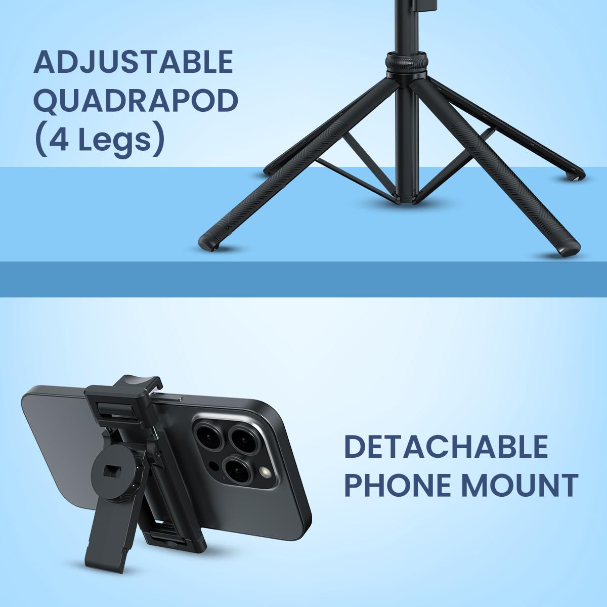 Portronics Lumistick, 2 Portable Smart Selfie Stick with Upto 6ft. Tripod Stand, 3 in 1 Multifunctional Design - 3