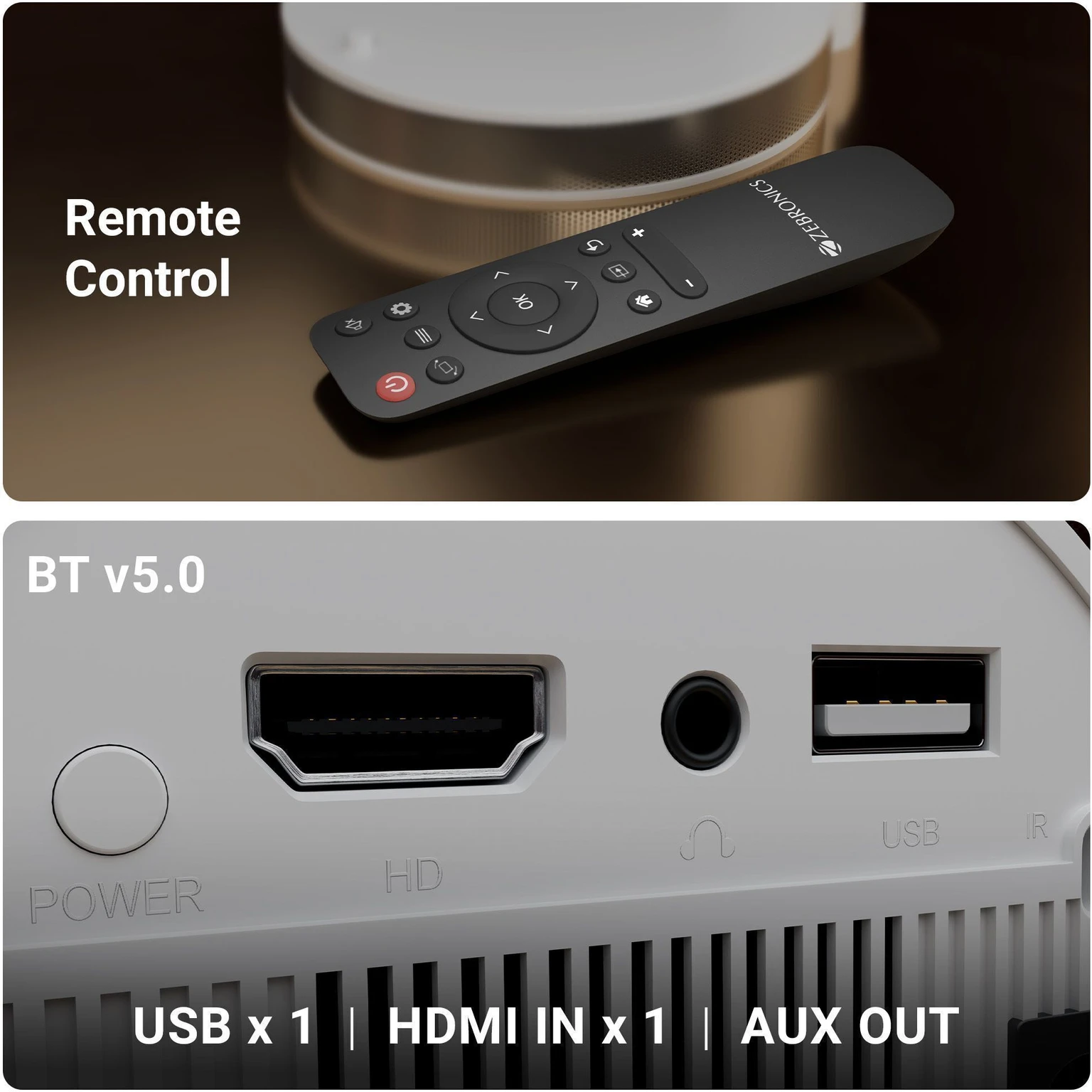 ZEBRONICS Zeb-Pixa Play 30 Portable 1080p Support 100" Screen 90 Tilt Auto Keystone, Netflix HDMI Miracast Projector - 3