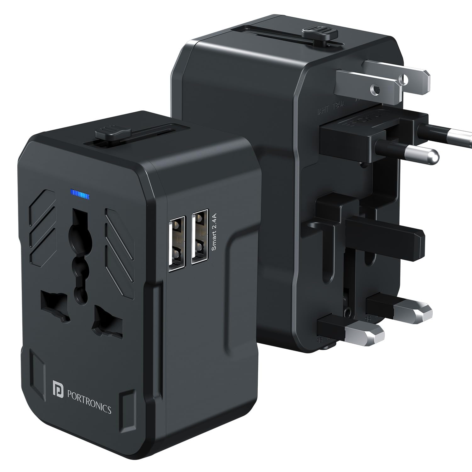 Portronics Juicemate 2 Universal Travel Adapter with 12W Dual USB-A Output Port, All in One - 0