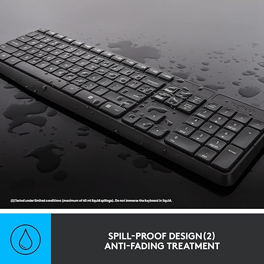 Logitech MK235 Wireless Keyboard and Mouse Set for Windows, 2.4 GHz Wireless Unifying USB Receiver, 15 FN Keys, Long Battery Life - 1