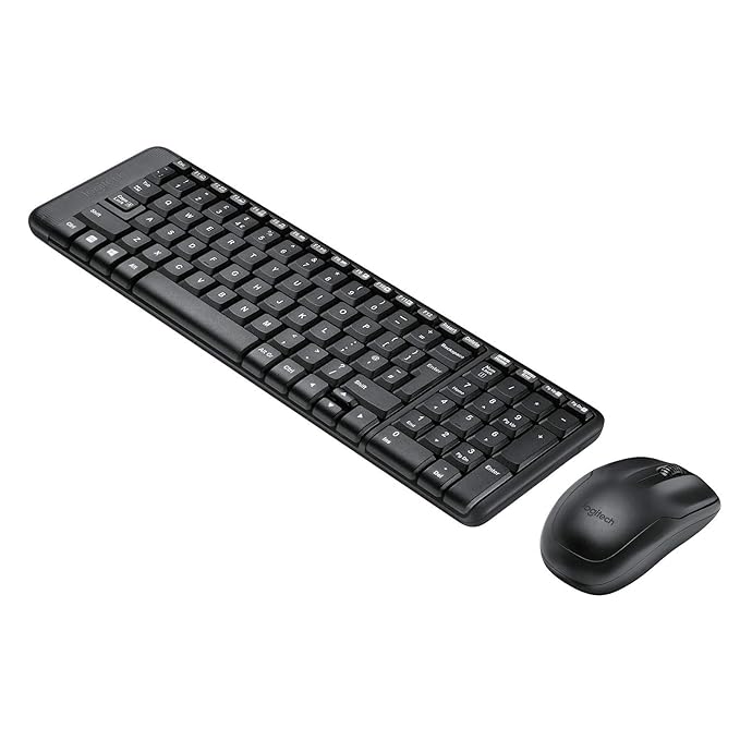 Logitech MK215 Wireless Keyboard and Mouse Combo for Windows, 2.4 GHz Wireless, Compact Design, 2-Year Battery Life(Keyboard),5 Month Battery Life (Mouse) PC/Laptop- Black - 0