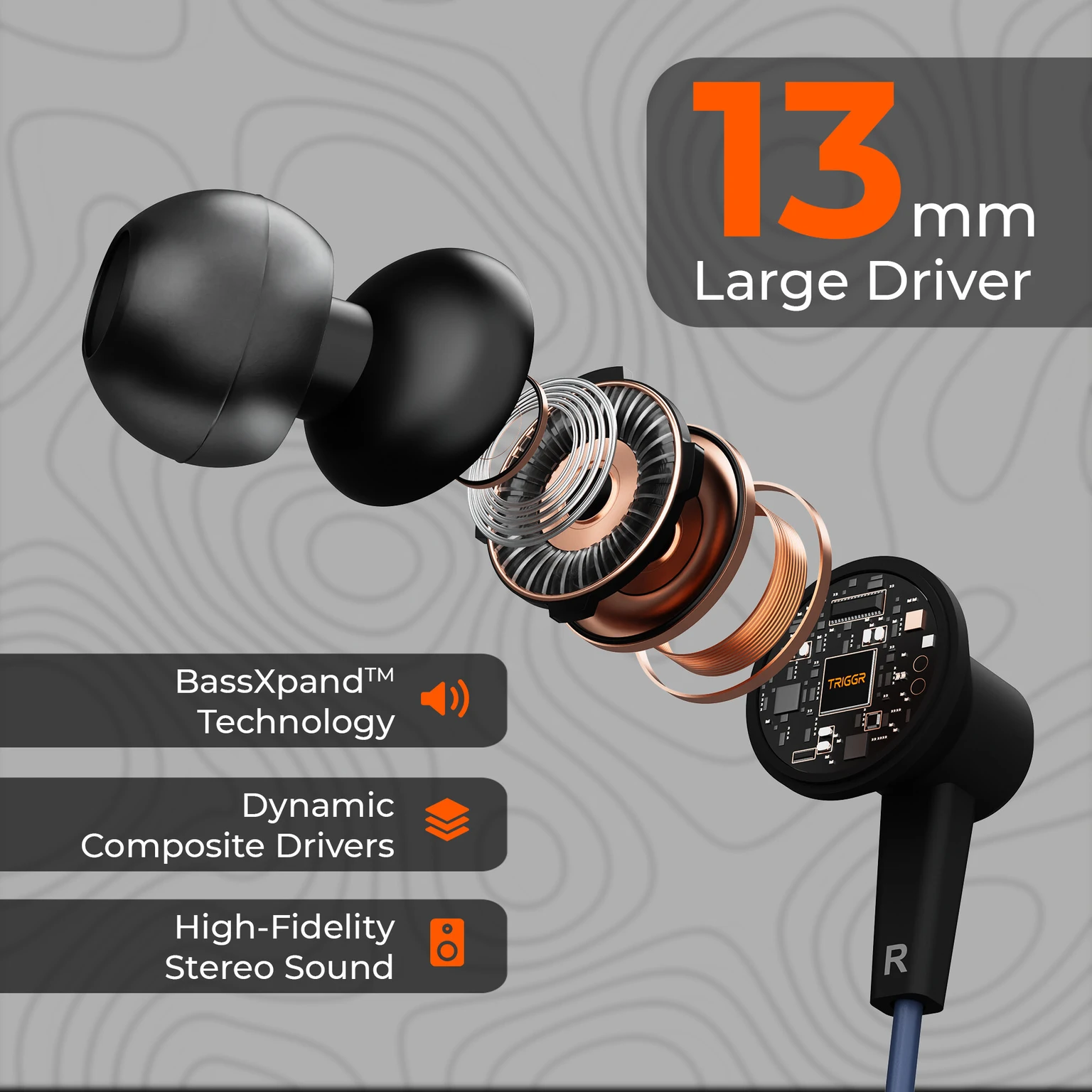 TRIGGR Blaze 3.5mm Jack Wired Earphones with 13mm Driver,In-line Controls,Rich Bass - 2