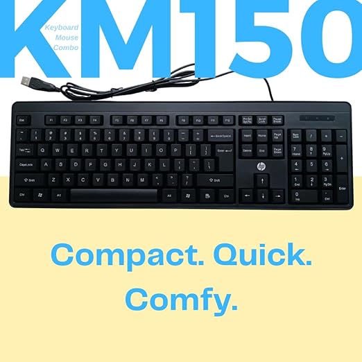 HP 150 Wired Mouse and Keyboard Combo, USB Plug-and-Play, 1200 dpi - 2