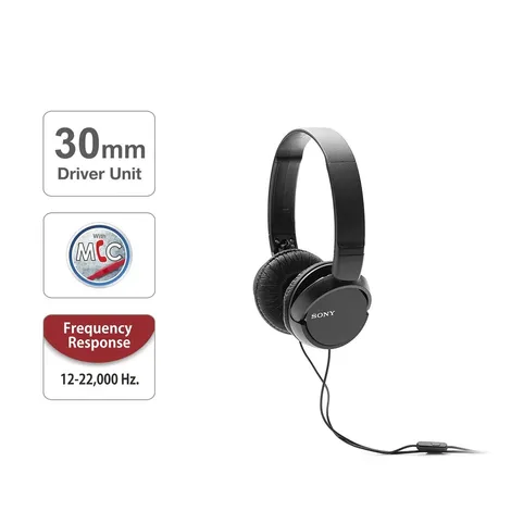 Sony MDR-ZX110AP Wired On Ear Headphone with Mic (Black) - 1