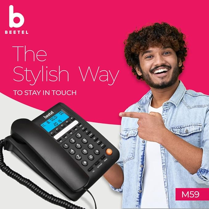 Beetel M59 Caller Id Corded Landline Phone With 16 Digit Lcd Display & Adjustable Contrast,10 One Touch Memory Buttons,2Ways Speaker Phone,Music On Ho - 1