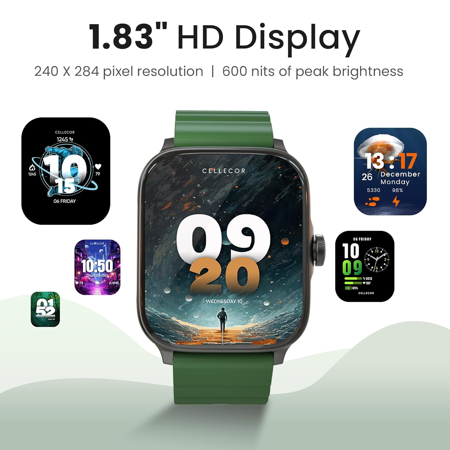 CELLECOR M2 Aqua 1.83” HD Display Smart Watch, Bluetooth Calling - 1