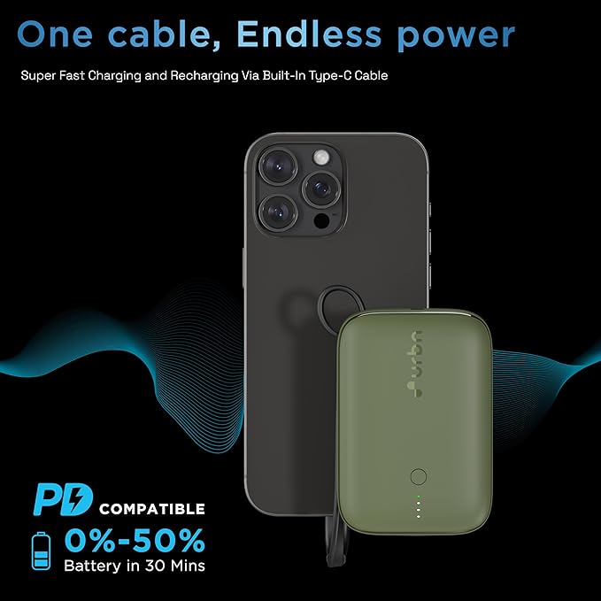 urbn Nano Link 10000 mAh 22.5W Fast Charging Power Bank (1 Type A and 2 Type C Ports, Power Delivery Compatible - 1