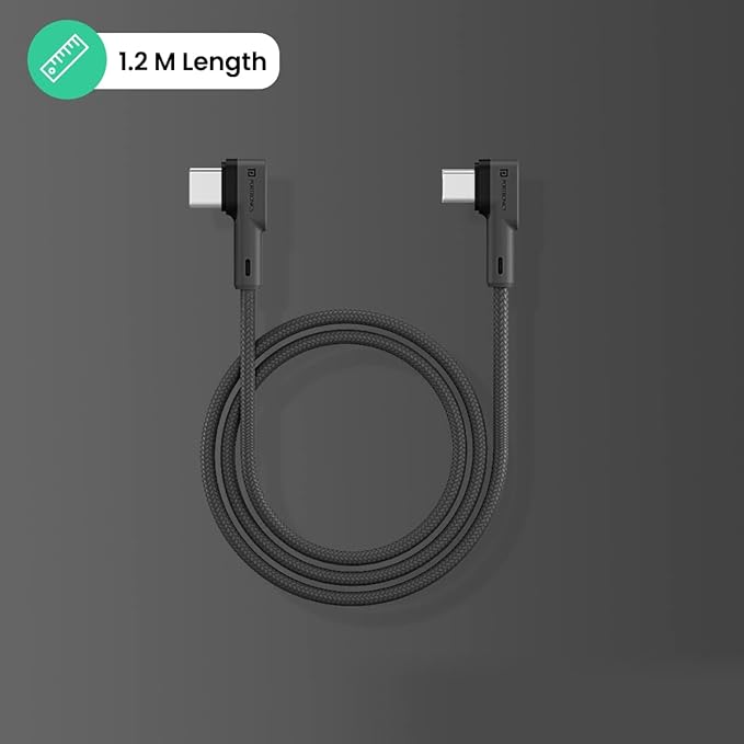Portronics Konnect L 60W PD Type C to Type C Mobile Charging Cable, 1.2M, Fast Data Sync, Tangle Resistant, TPE+Nylon Braided(Grey) - 1