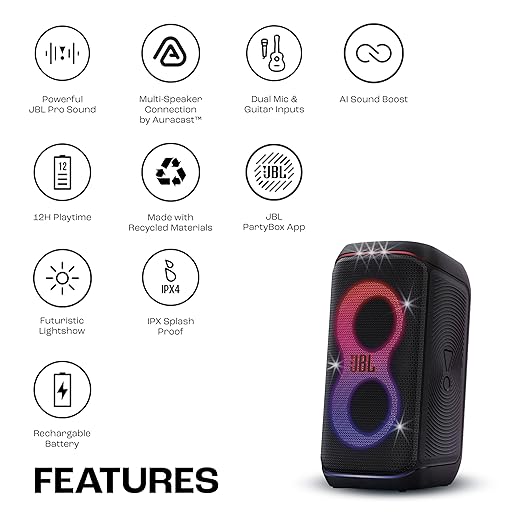 JBL Partybox 120 Wireless Bluetooth 160W Party Speaker, AI Sound Boost, Futuristic Light Show - 1