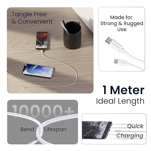 Ambrane 2.4A Fast Charging Output USB Cable with Micro to USB for Mobile, Neckband, True Wireless Earphone Charging, 480mbps Data Sync Speed - 1