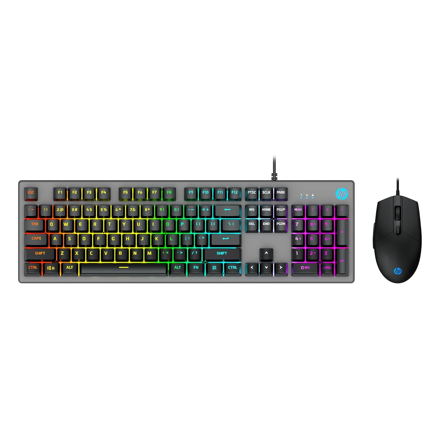 HP KM300F Wired USB Gaming Keyboard and Mouse Set, Membrane Backlit, 26 Keys Anti-Ghosting, 3 LED Indicators & 3D 6K USB Mouse with 6400DPI,Six-Speed Cyclic Resolution Switching, Black - 0