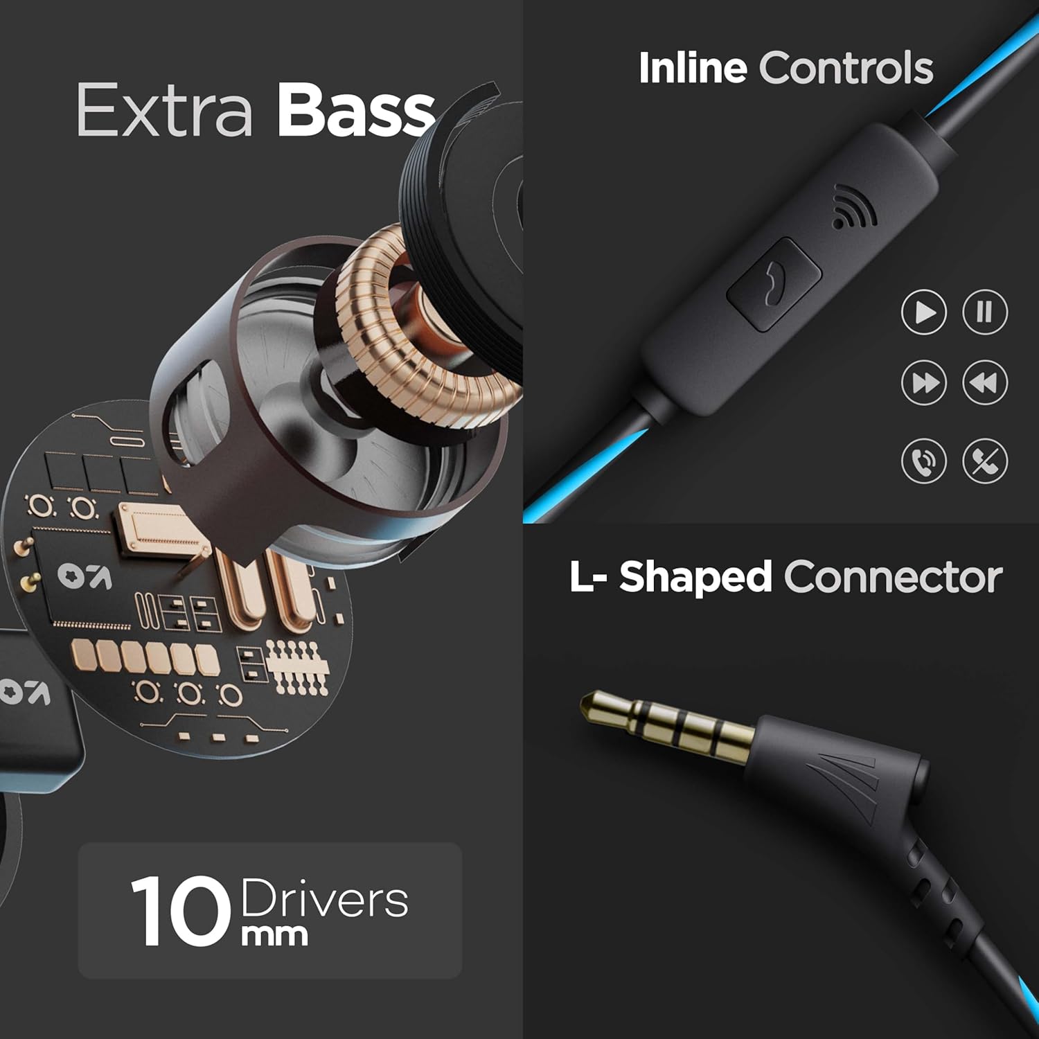 BOULT BassBuds X1 in-Ear Wired Earphones with 10mm Extra Bass Driver and HD Sound - 3
