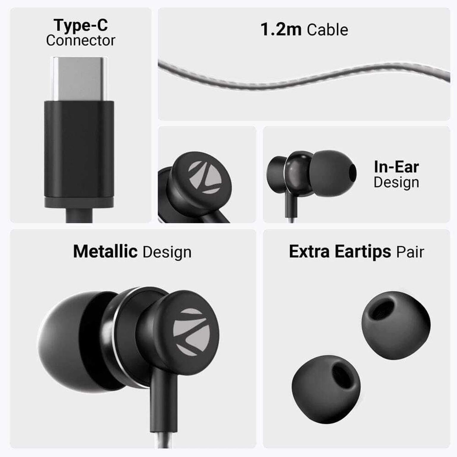 ZEBRONICS Zeb Buds 11C Type-C Wired ,In-line Microphone,Stylish Design Wired Gaming Headset - 1