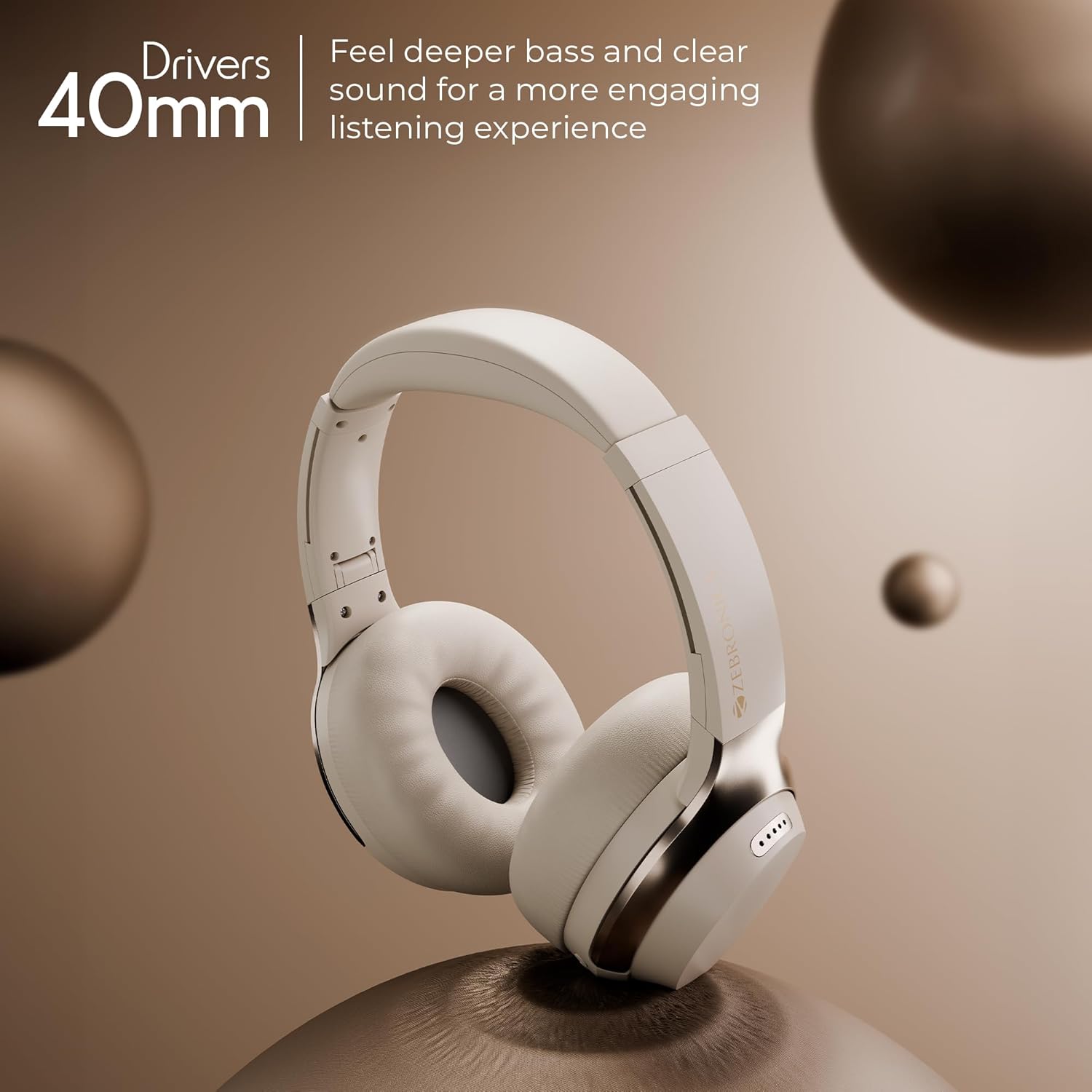 ZEBRONICS Duke Plus Wireless Headphones, BT v5.4, Upto 70hrs Playback, 40mm Drivers - 1