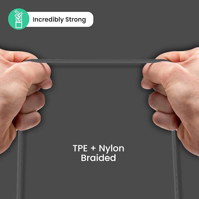 Portronics Konnect L 60W PD Type C to Type C Mobile Charging Cable, 1.2M, Fast Data Sync, Tangle Resistant, TPE+Nylon Braided(Grey) - 2