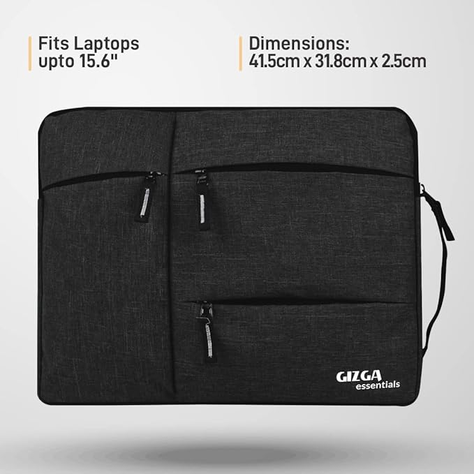 Gizga Essentials Laptop Bag Sleeve Case Cover Pouch for 15.6 Inch Laptop/MacBook, Office/ College Laptop Bag for Men & Women, Side Handle, Multiple Po - 1