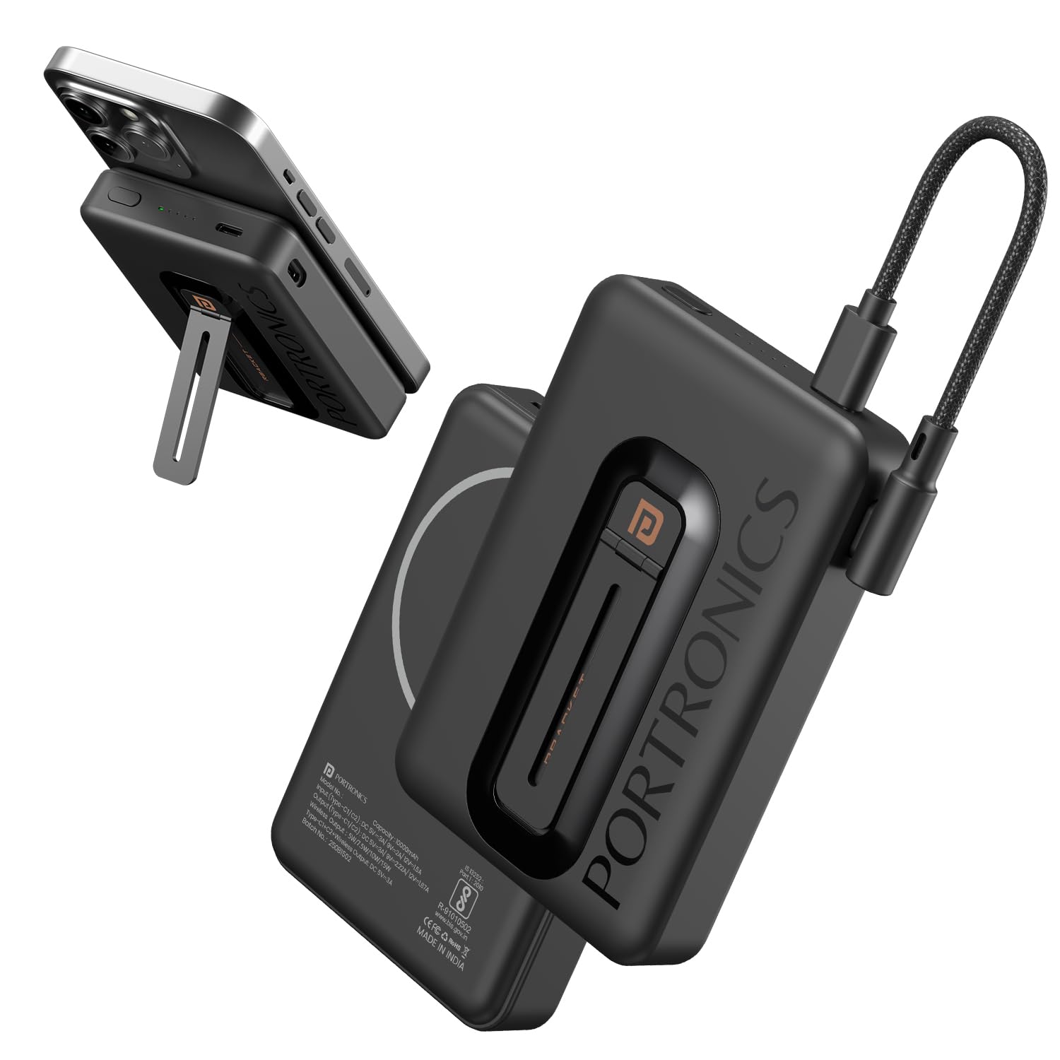 Portronics Revvo 15W Magsafe Wireless Powerbank 10000mAh Fast Charging Powerbank - 0