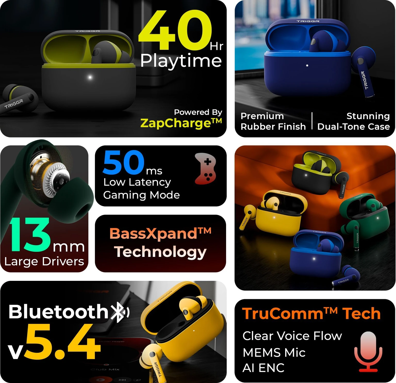TRIGGR Ultrabuds N4 with Premium Finish, Rubber Grip Design - 1