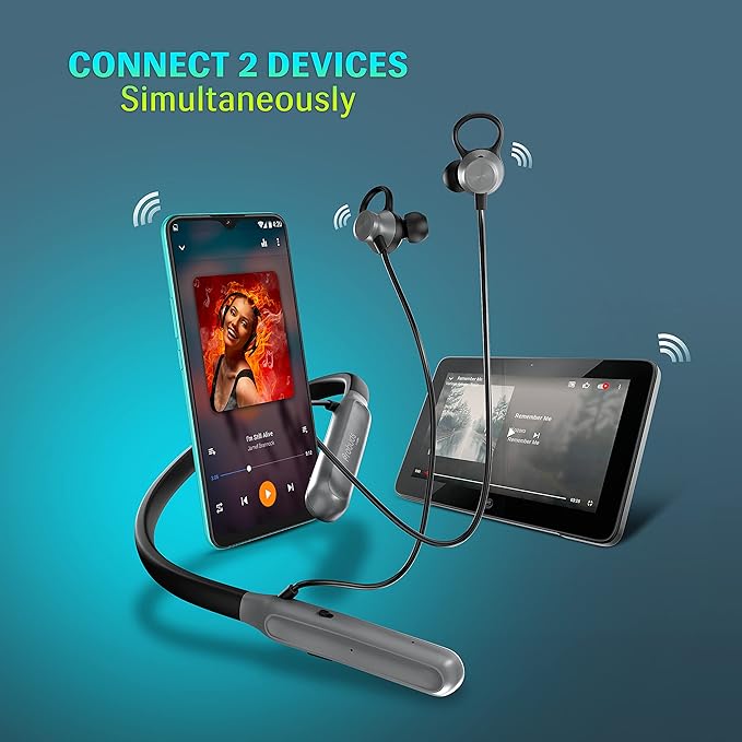 Probuds N1 Bluetooth Neckband with Mic Dual Connectivity for Thumping Bass|Probuds by Lava|30 Hours of Platime with 10m Range|Quick Charge (20 mins)|V - 1