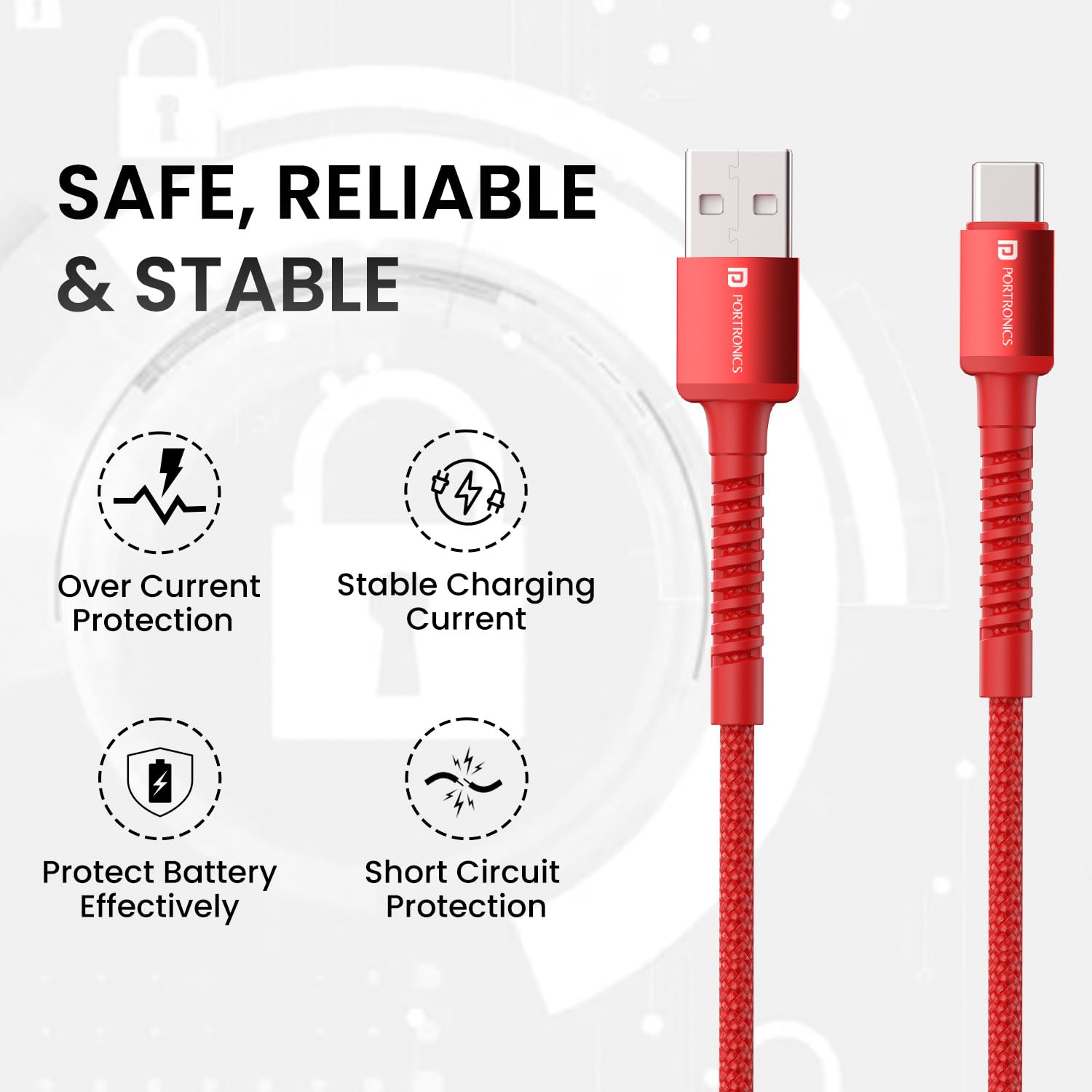 Portronics Konnect X 60W 6A USB-A to Type C WARP/DASH/VOOC/SuperVOOC/FLASH Charging Cable - 1