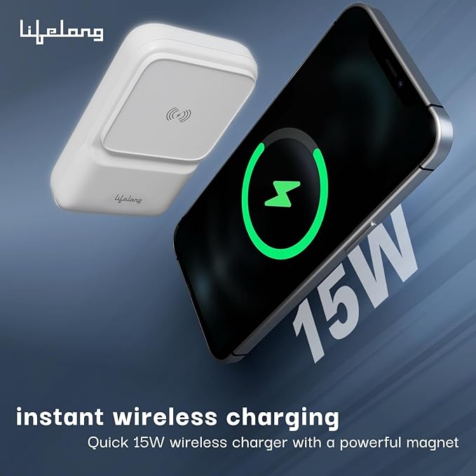 Lifelong chargemate nano 10000mAh MagSafe Wireless Fast Charging Power Bank - 1