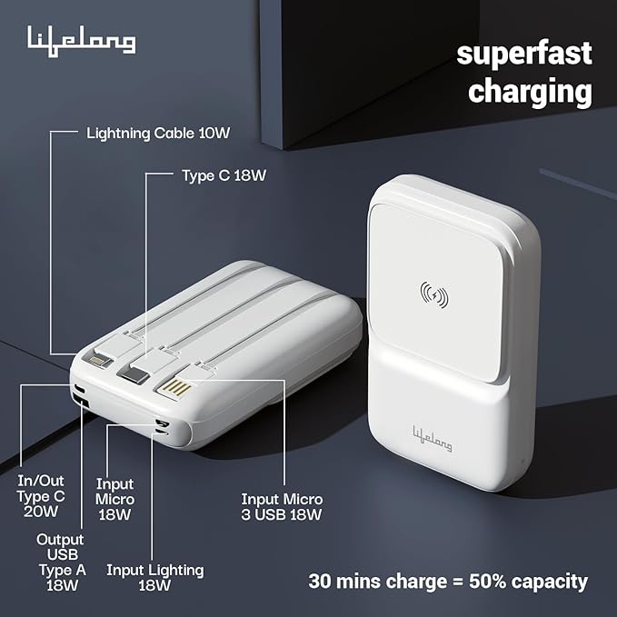 Lifelong chargemate nano 10000mAh MagSafe Wireless Fast Charging Power Bank - 2