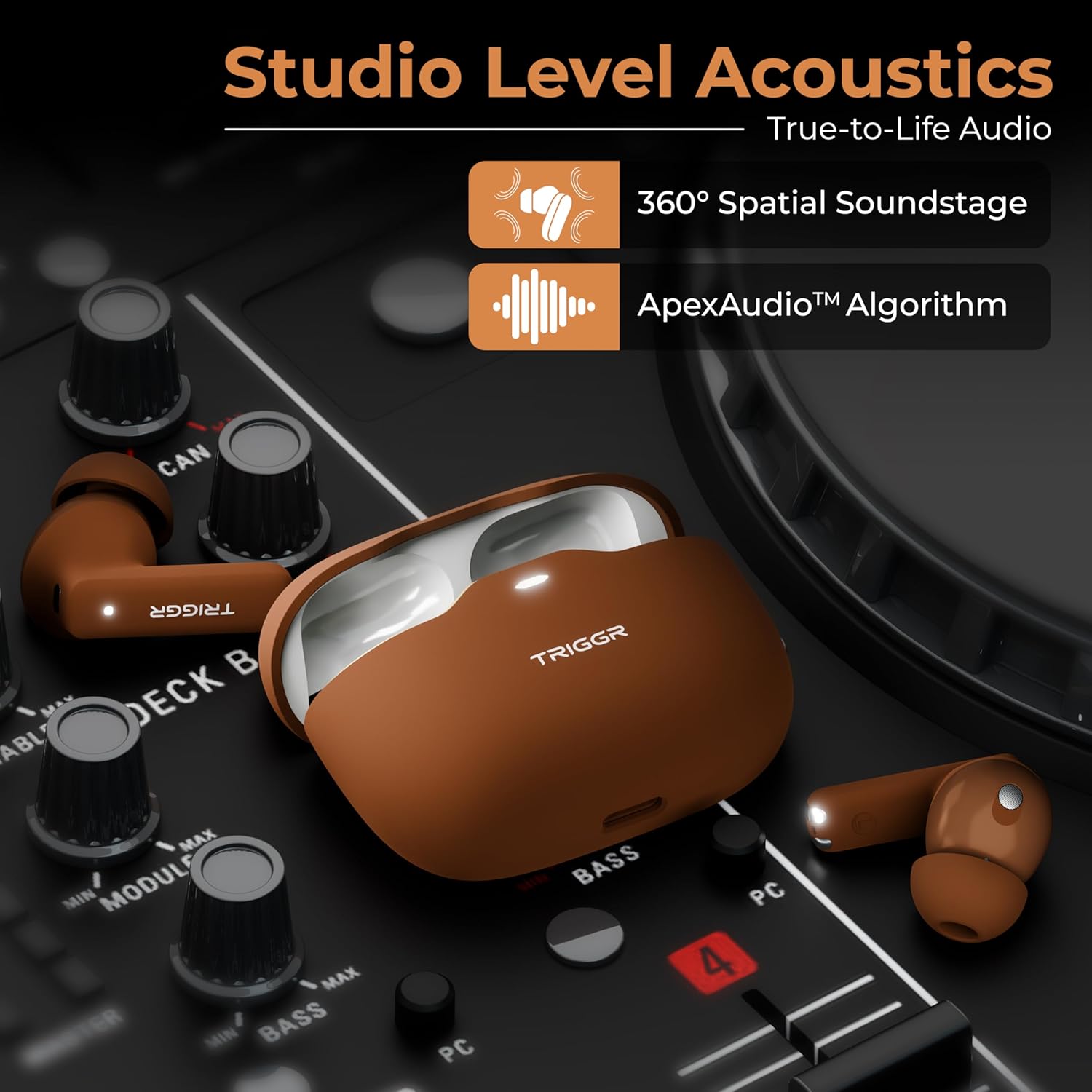 TRIGGR Apex S2 Wireless Bluetooth Headphones with 60H Playtime, 360° Spatial Sound, Quad Mic - 2
