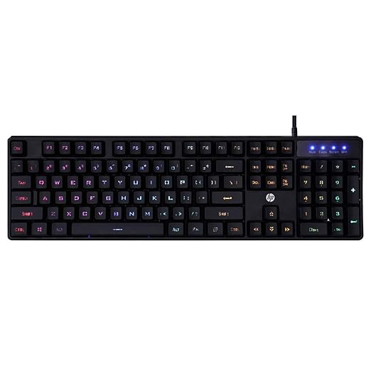 HP K300 Backlit Membrane Wired Gaming Keyboard with Mixed Color Lighting, 4 LED Indicators, Matte Finish Double Injection Key Caps and Windows Lock Key / 3 Years Warranty(4QM95AA) - 0