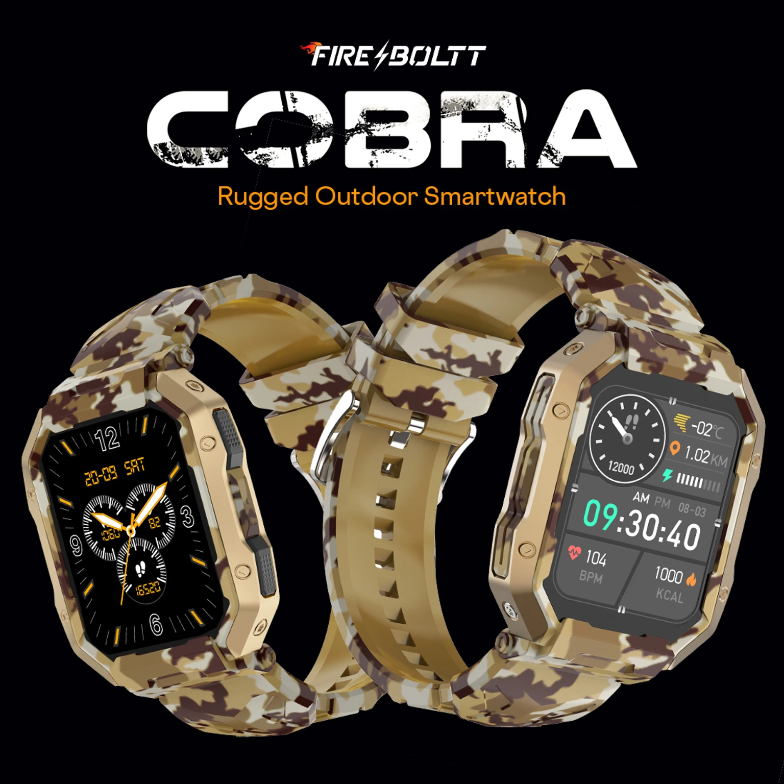 Fire-Boltt Cobra Smart Watch Always-On AMOLED Display, Army Grade Strong Build, Bluetooth Calling - 1
