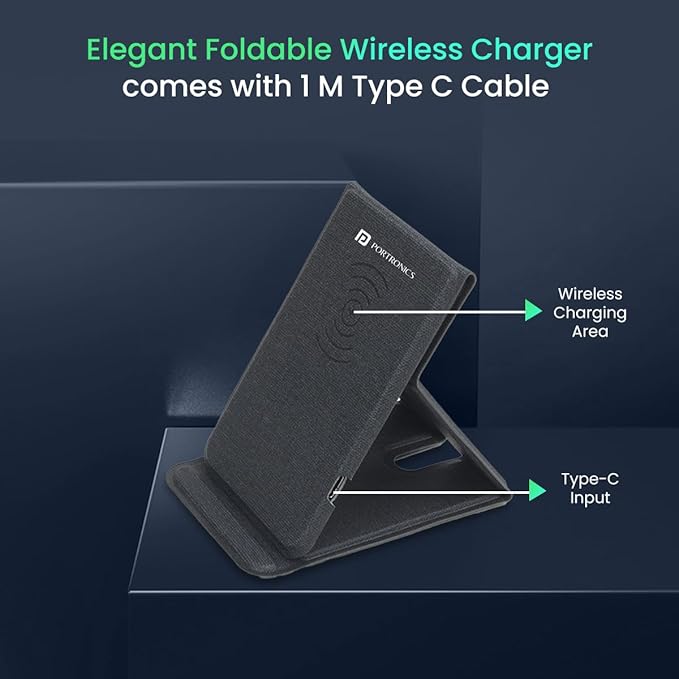 Portronics Freedom Fold 15W Foldable Wireless Charger with Premium PU Leather - 1