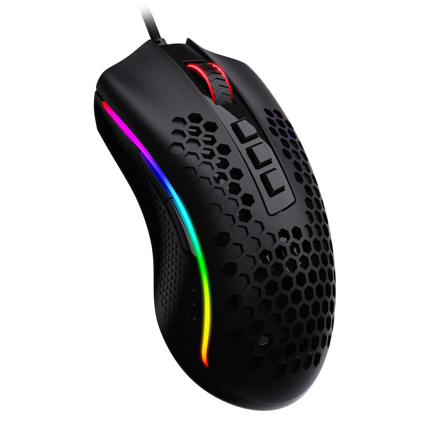 Redragon M808 Storm Lightweight USB RGB Gaming Mouse, 85g Ultralight Honeycomb Shell - 12,400 DPI Optical Sensor - 7 Programmable Buttons - Precise Registration - Super-Lite Cable - 0