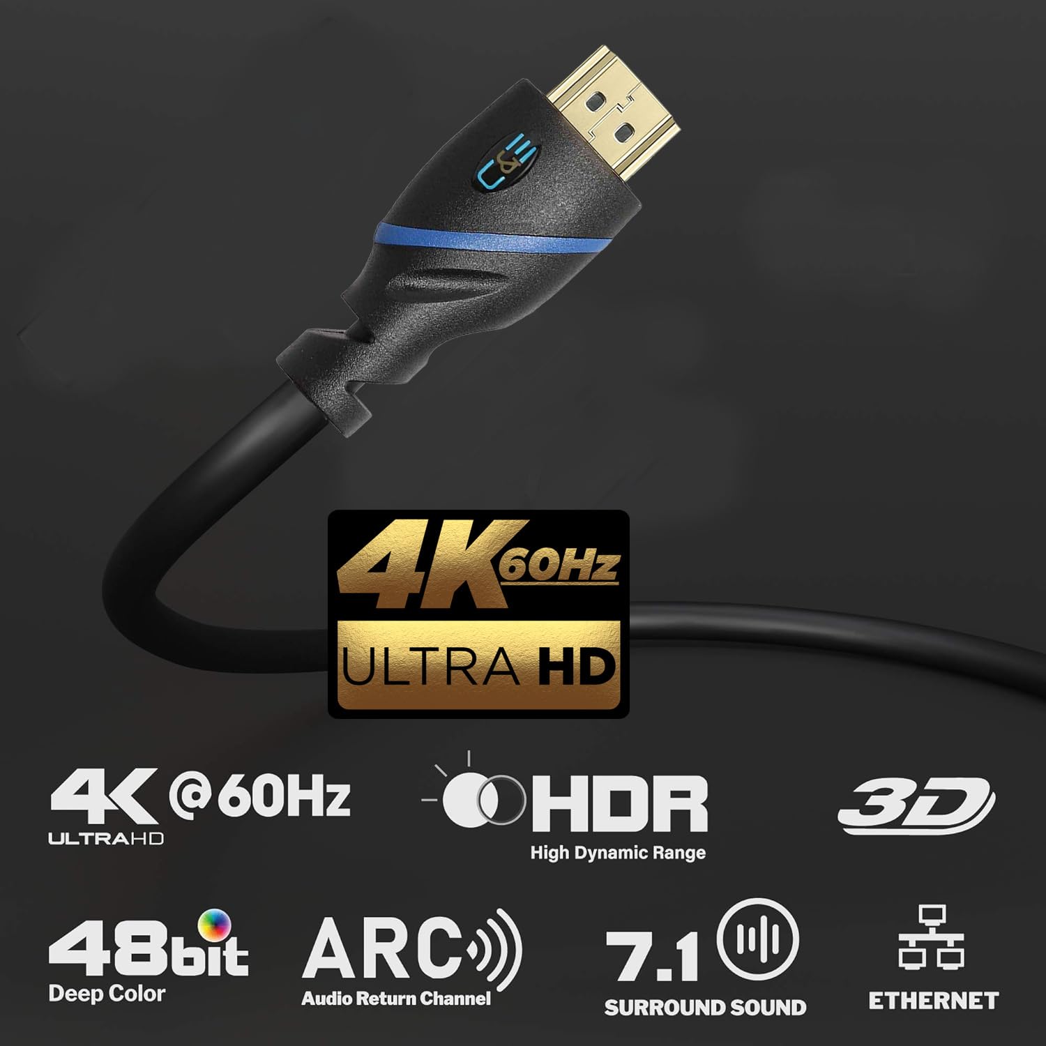 CE High Speed 18Gbps HDMI Cable 3Feet Male to Male CL3 Rated Supports 4K 60Hz, Ultra HD - 1
