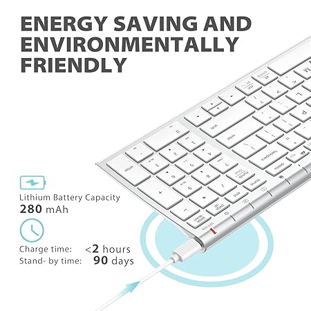 iClever Wireless Keyboard & Mouse Combo GK03-2.4G Portable Wireless Keyboard Mouse with Rechargeable Battery - 1