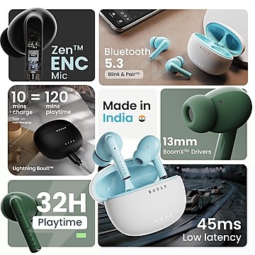 Boult Audio W20 Truly Wireless in Ear Earbuds with 35H Playtime, Zen? ENC Mic, 45ms Low Latency, 13mm Bass Drivers, Type-C Fast Charging - 1