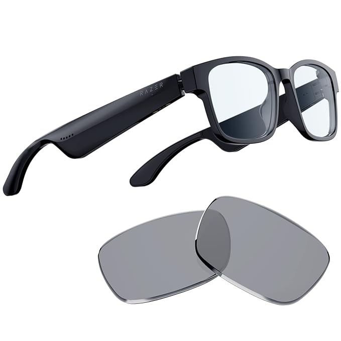 Razer Men Anzu Smart Glasses: Blue Light Filtering&Polarized Rectangular Sunglasses Lenses-Low Latency Audio-Built-In Mic&Speakers-Touch&Voice Assistant Compatible-5Hrs Battery-Rectangle/Large - 0