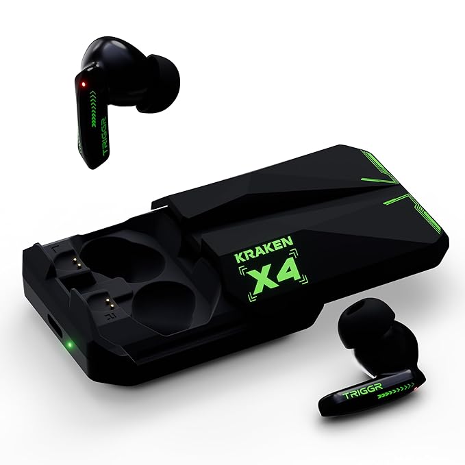 TRIGGR Kraken X4 with 13mm Drivers, 40ms Latency, ENC, 60H Battery, Rubber Finish - 0
