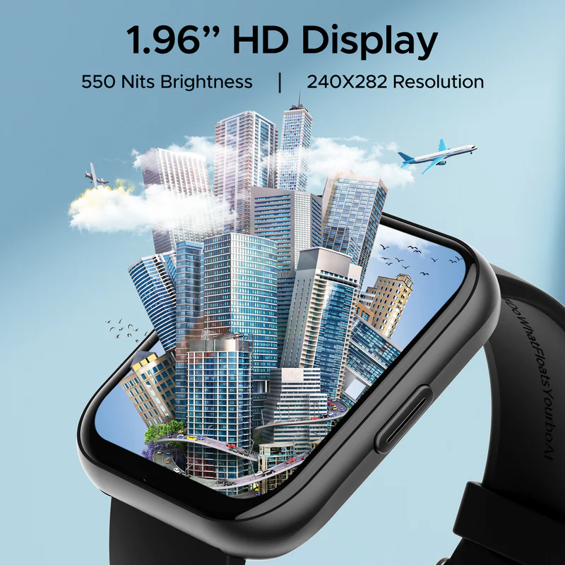 boAt Wave Active Smart Watch w/ 1.96" (4.9 cm) HD Display, Coins, BT Calling - 1