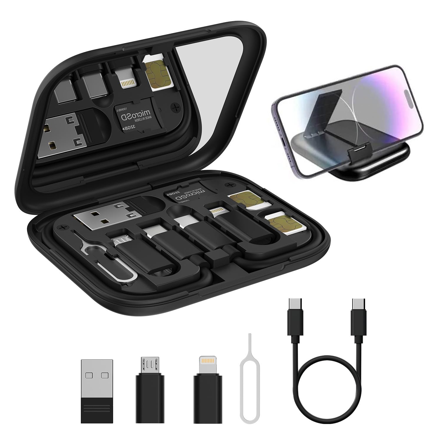 Portronics Snapcase 60W Multifunctional Fast Charging Data Cable Kit, Conversion Set USB A & Type C - 0