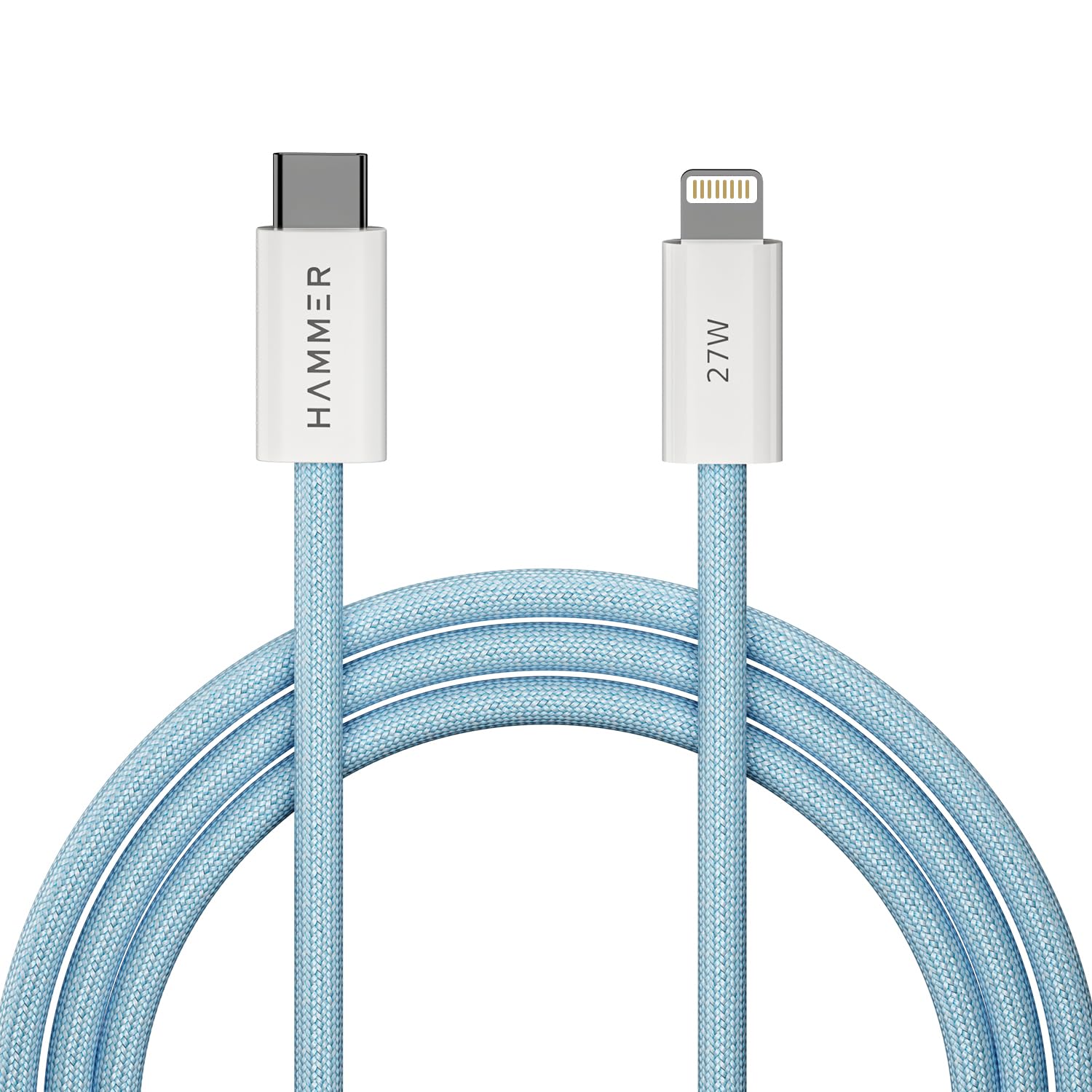 HAMMER 27W Type-C to Lightning 8 Pin Nylon Braided Cable, 27W Fast Charging - 0