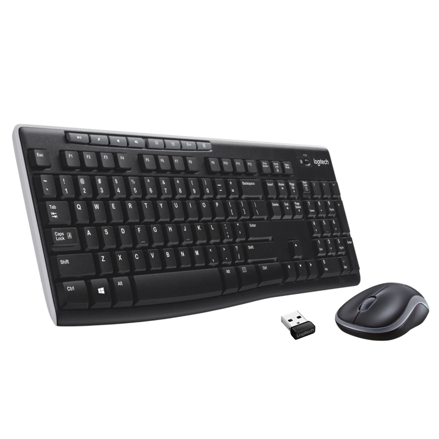 Logitech MK270r Wireless Keyboard and Mouse Combo for Windows, 2.4 GHz Wireless, Spill-resistant Design, 8 Multimedia & Shortcut Keys, 2-Year Battery - 0