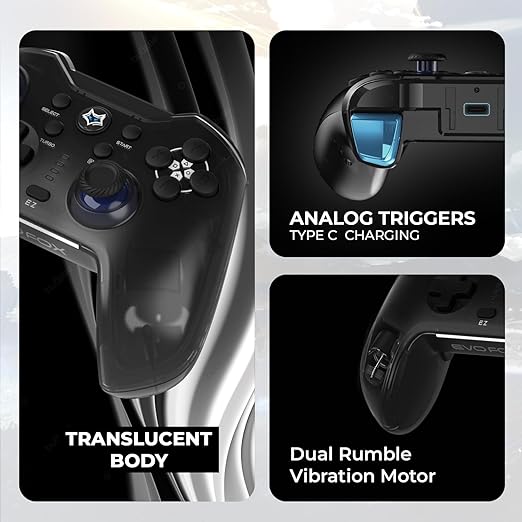 EvoFox Go Smartphone Bluetooth Gamepad for iPhones, iPads & Android | 2 Macro Back Buttons, Dual Vibration Motors, Turbo Mode - 2