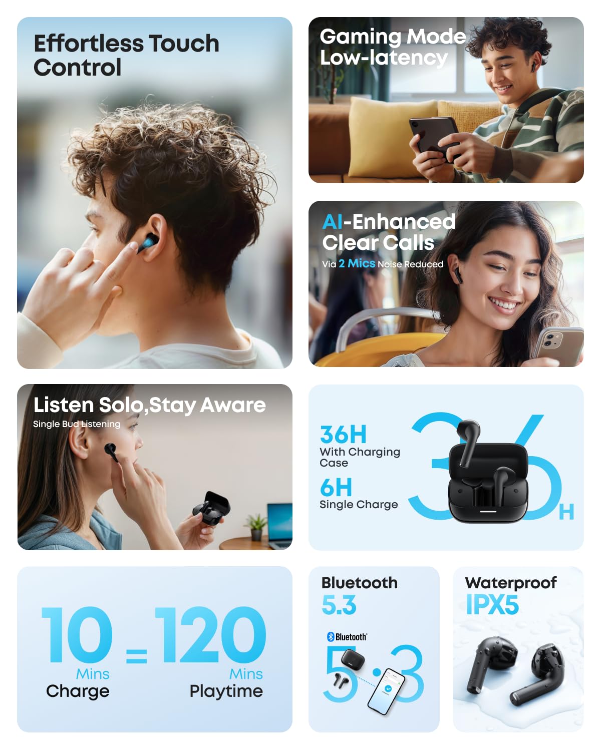 soundcore K20i by Anker, Semi-in-Ear Earbuds, Bluetooth Wireless, 36H Playtime, Fast Charge, Clear Sound - 1
