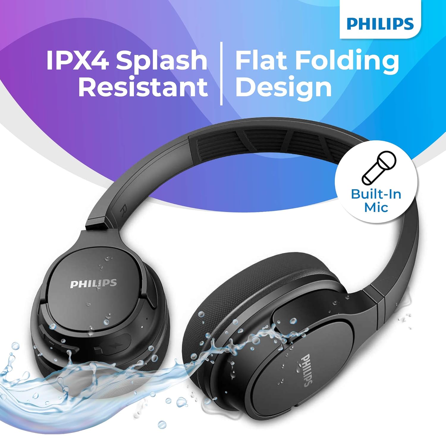 Philips Audio Action Fit Bluetooth Wireless On Ear Headphones TASH402 - 2