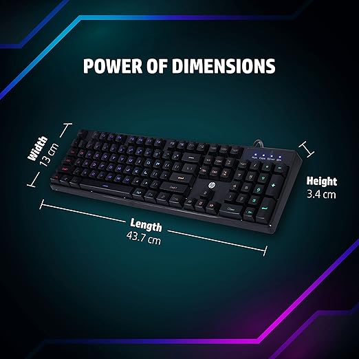 HP K300 Backlit Membrane Wired Gaming Keyboard with Mixed Color Lighting, 4 LED Indicators, Matte Finish Double Injection Key Caps and Windows Lock Key / 3 Years Warranty(4QM95AA) - 2